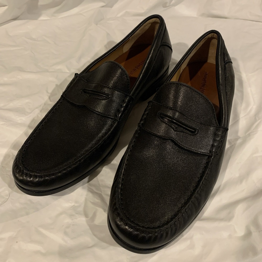 Johnston & Murphy Baldwin Loafer‎ Sheep Skin Mens Black Loafers Penny Shoes 9